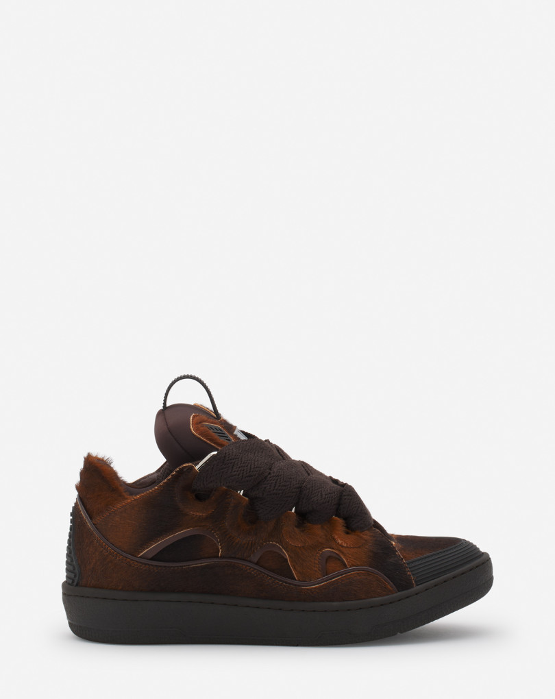 SNEAKERS CURB EN CUIR A EFFET PONY