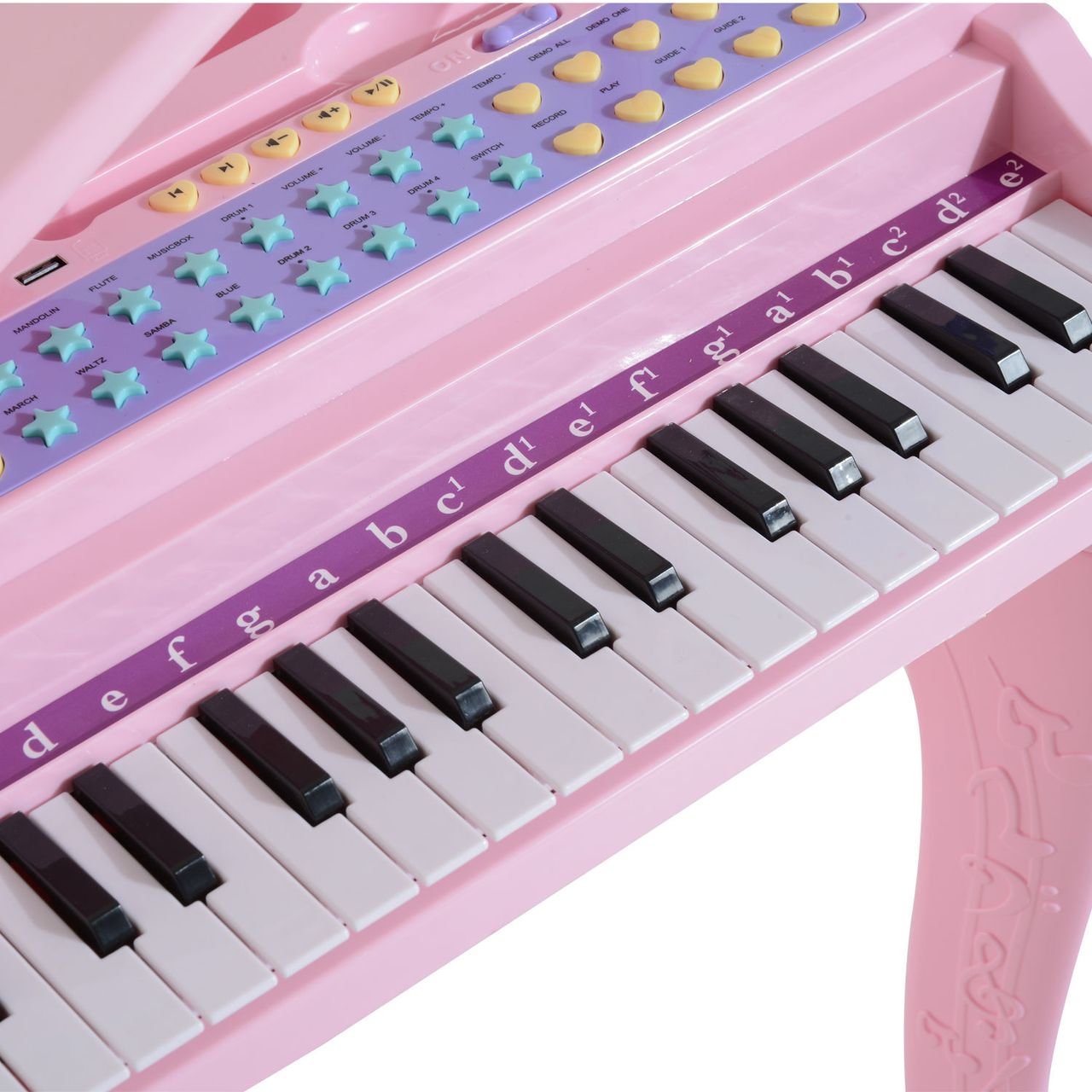 HOMCOM Kinder Klavier Mini-Klavier Piano Keyboard Musikinstrument MP3 mit Hocker