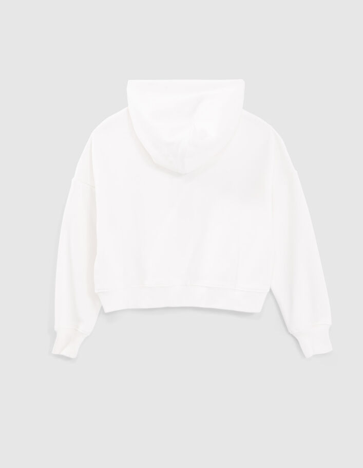 Sweat blanc cassé brodé maxi typo parme fille