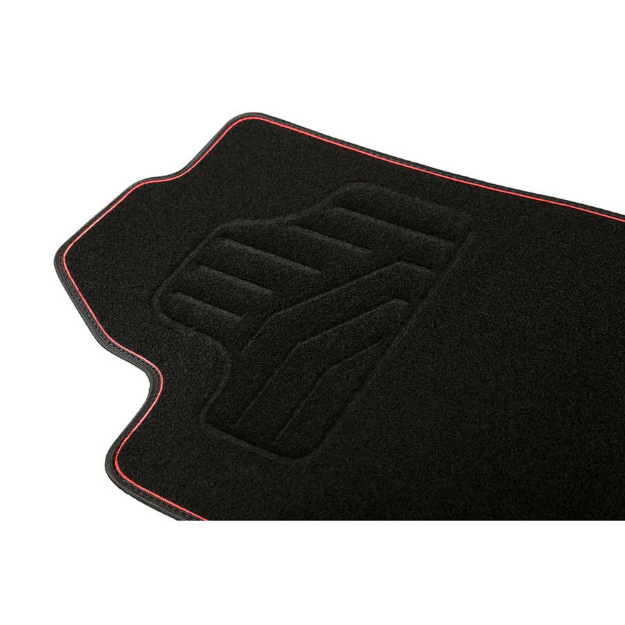 Norauto Universal Autoteppich Colour im 4-teiligen Komplettset, Auto Textil Fußmatten, schwarz/rot - ATU