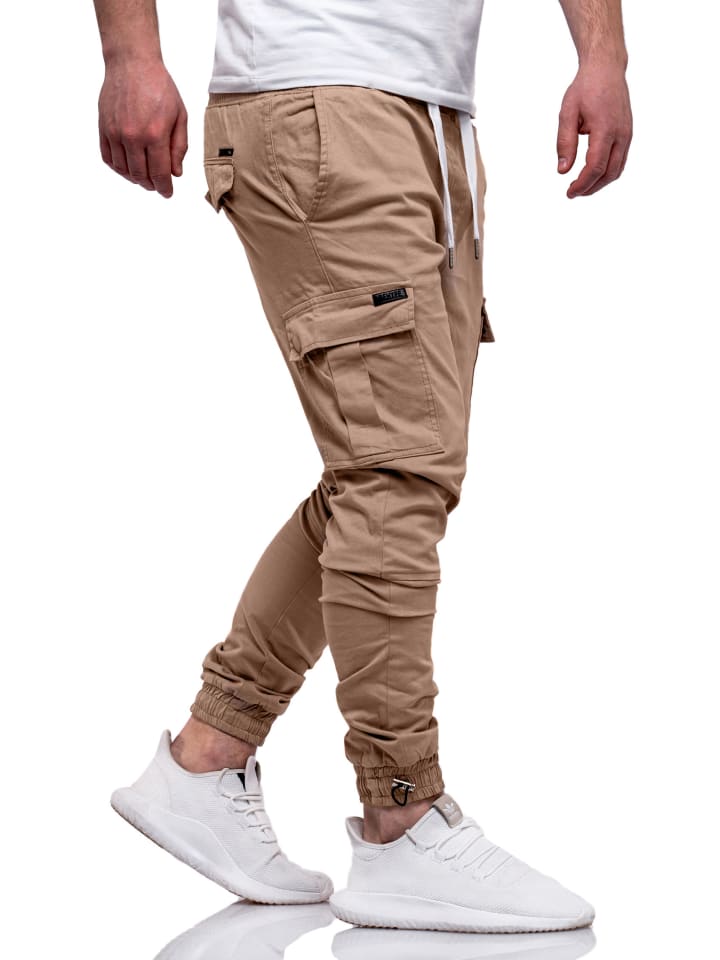 DAILY COTTON Cargohose - mit elastischem Bund Jogger-Hose Jeanshose Stoffhose in Beige günstig kaufen
