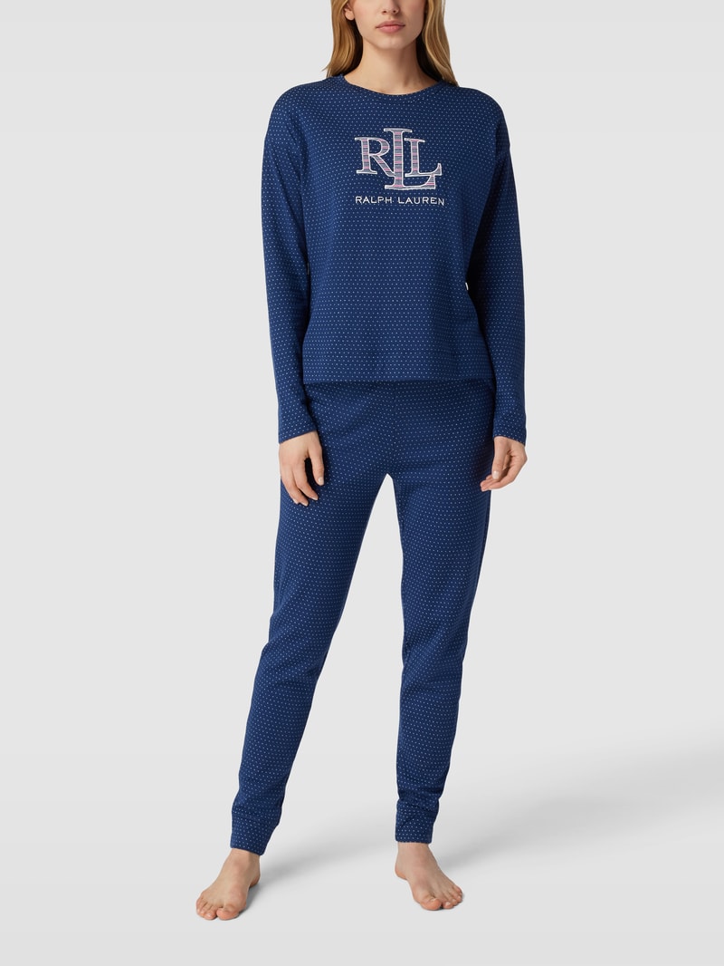 Pyjama mit Allover-Muster in marineblau
