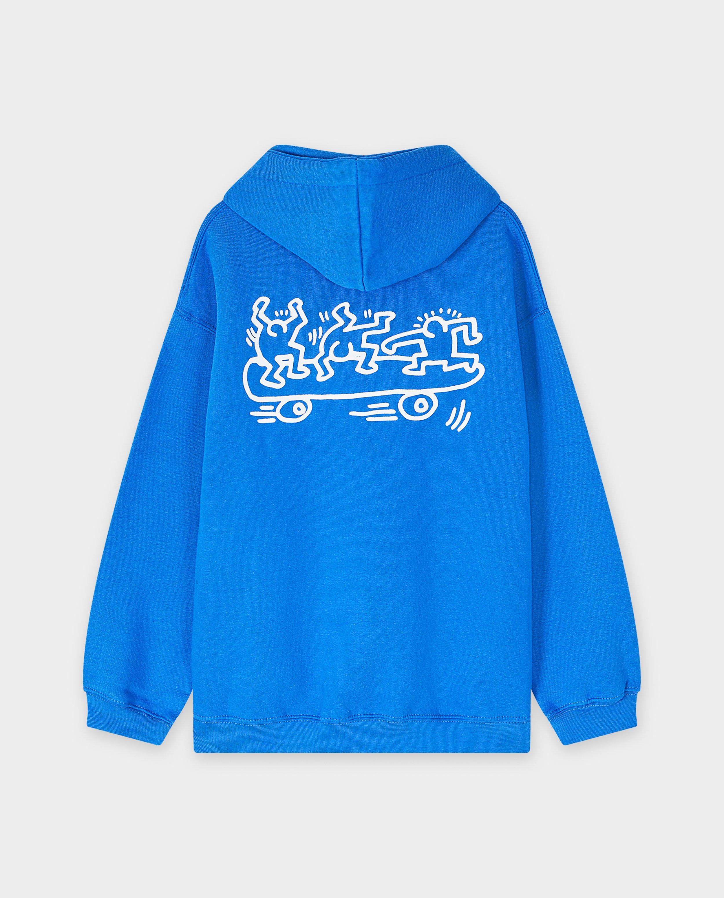 Hanorac Keith Haring cu imprimeu albastru