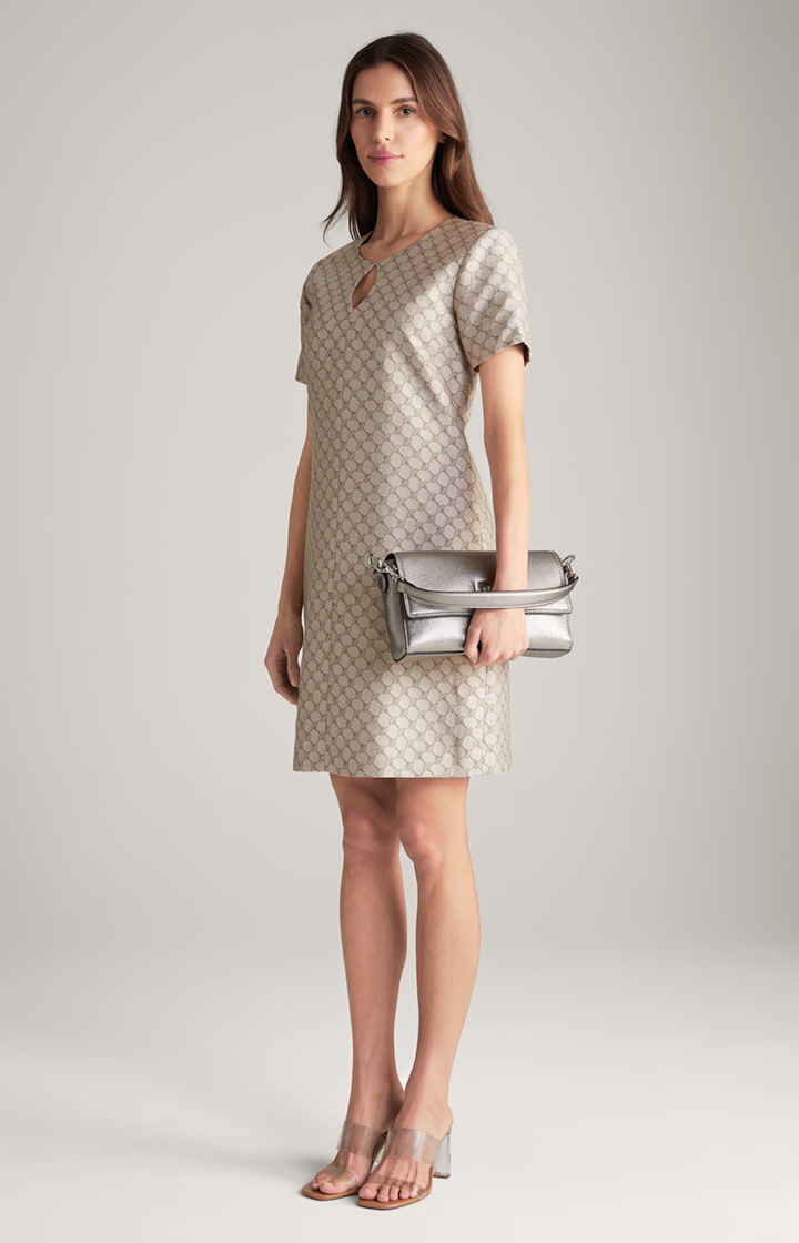 Jacquard-Kleid in Beige gemustert