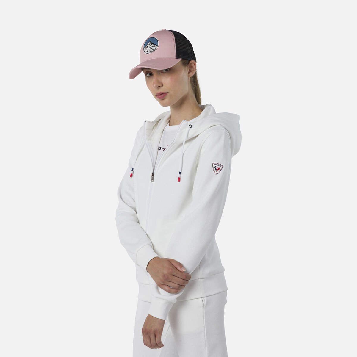 Logo Damensweatshirt mit Kapuze und durchgehendem Reißverschluss