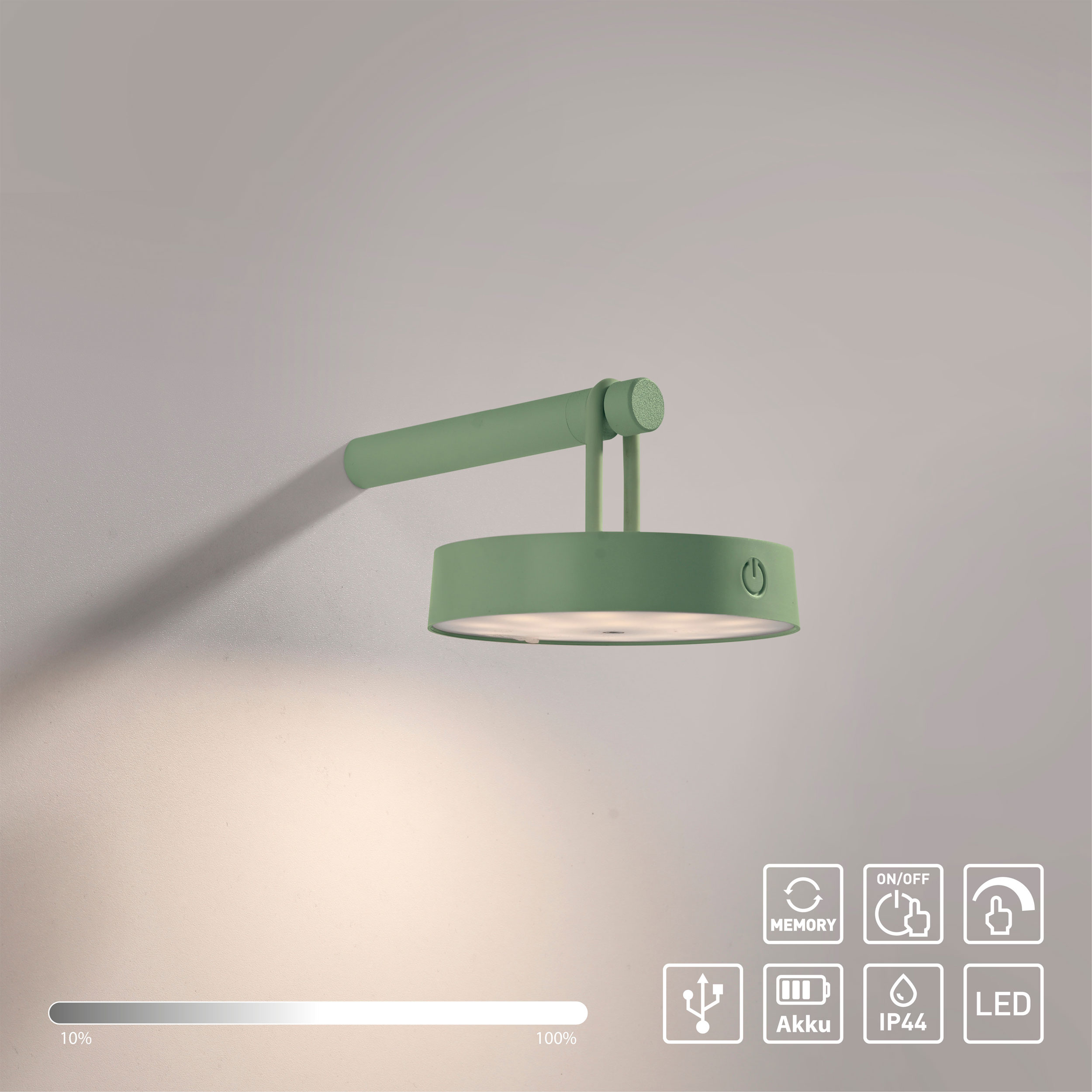 JUST LIGHT.LED-Akku-Wandleuchte 1flg