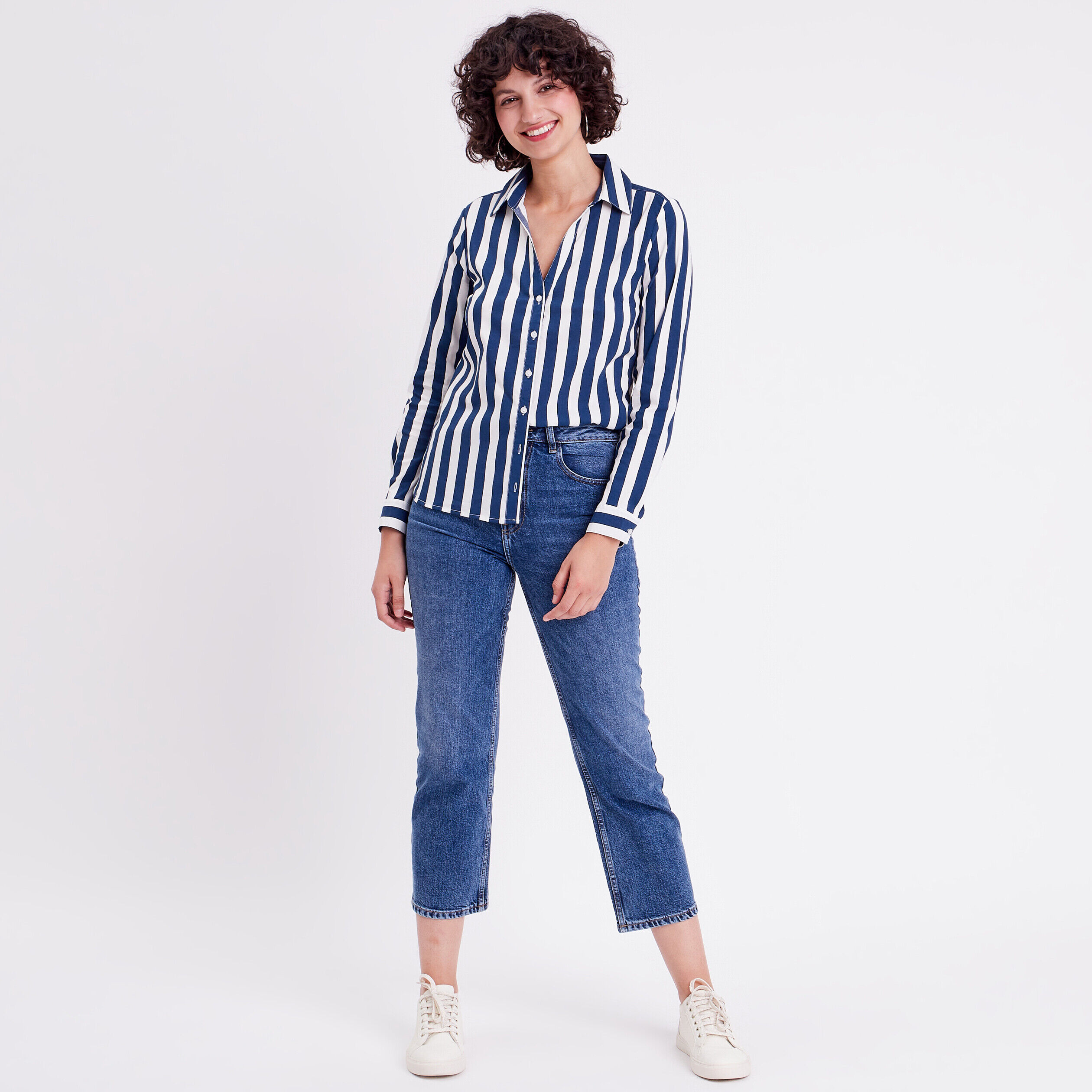 Chemise manches longues bleu marine femme | Cache Cache