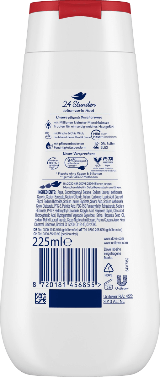 Duschcreme Advanced Care Vitalisierende Pflege, Kirsche & Chia Milch, 225 ml