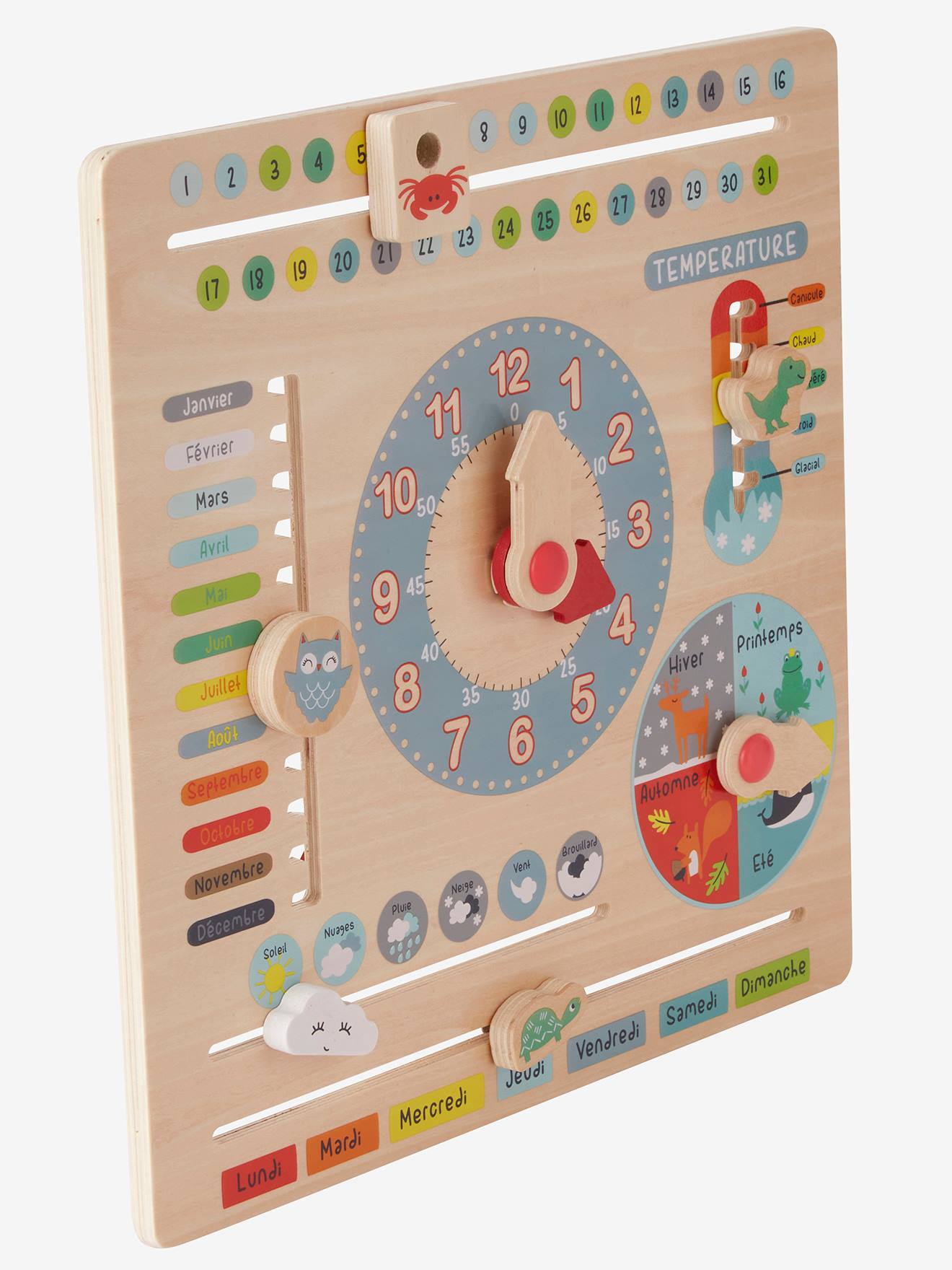 Vertbaudet Kinder Spieluhr mit Kalender, Holz FSC - mehrfarbig