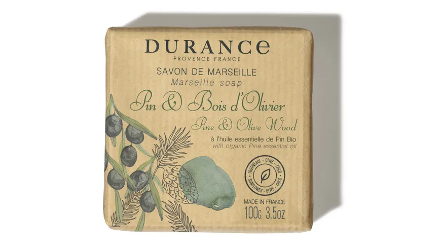 DURANCE Les Essentiels Feste Seife Kiefer & Olivenholz 100 g