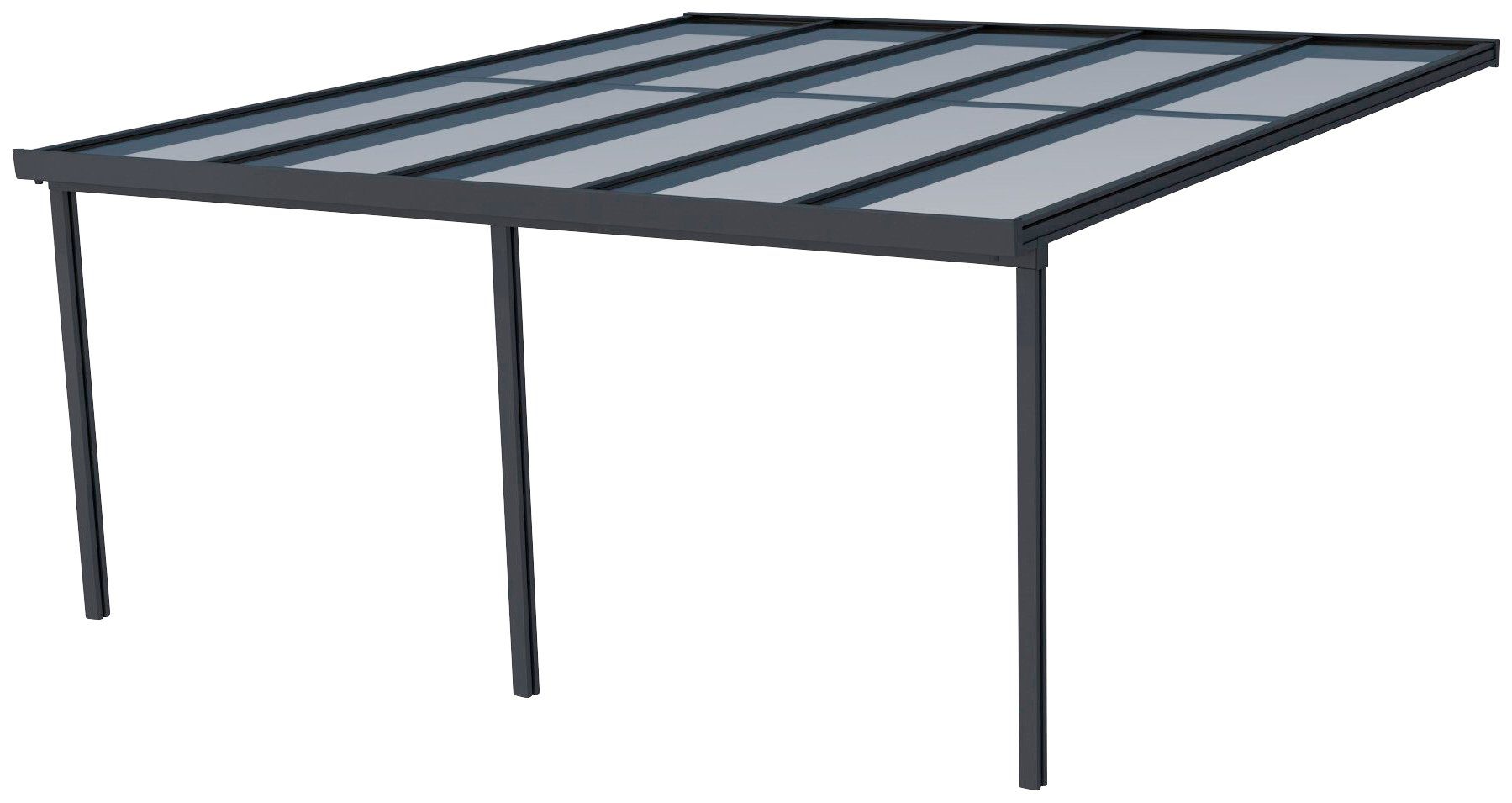 GUTTA Terrassendach Premium, BxT: 511x506 cm, Bedachung Doppelstegplatten, BxT: 510x506 cm, Dach Polycarbonat gestreift weiß
