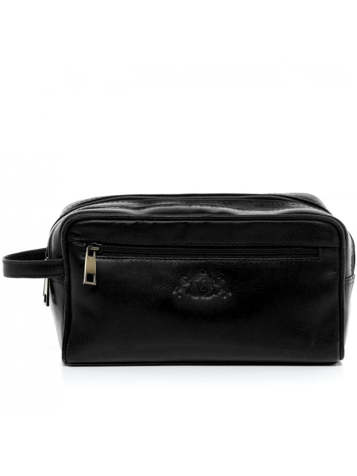 SID & VAIN Leder-Kulturtasche echt Leder Kulturtasche groß schwarz GATWICK in schwarz günstig kaufen onesize