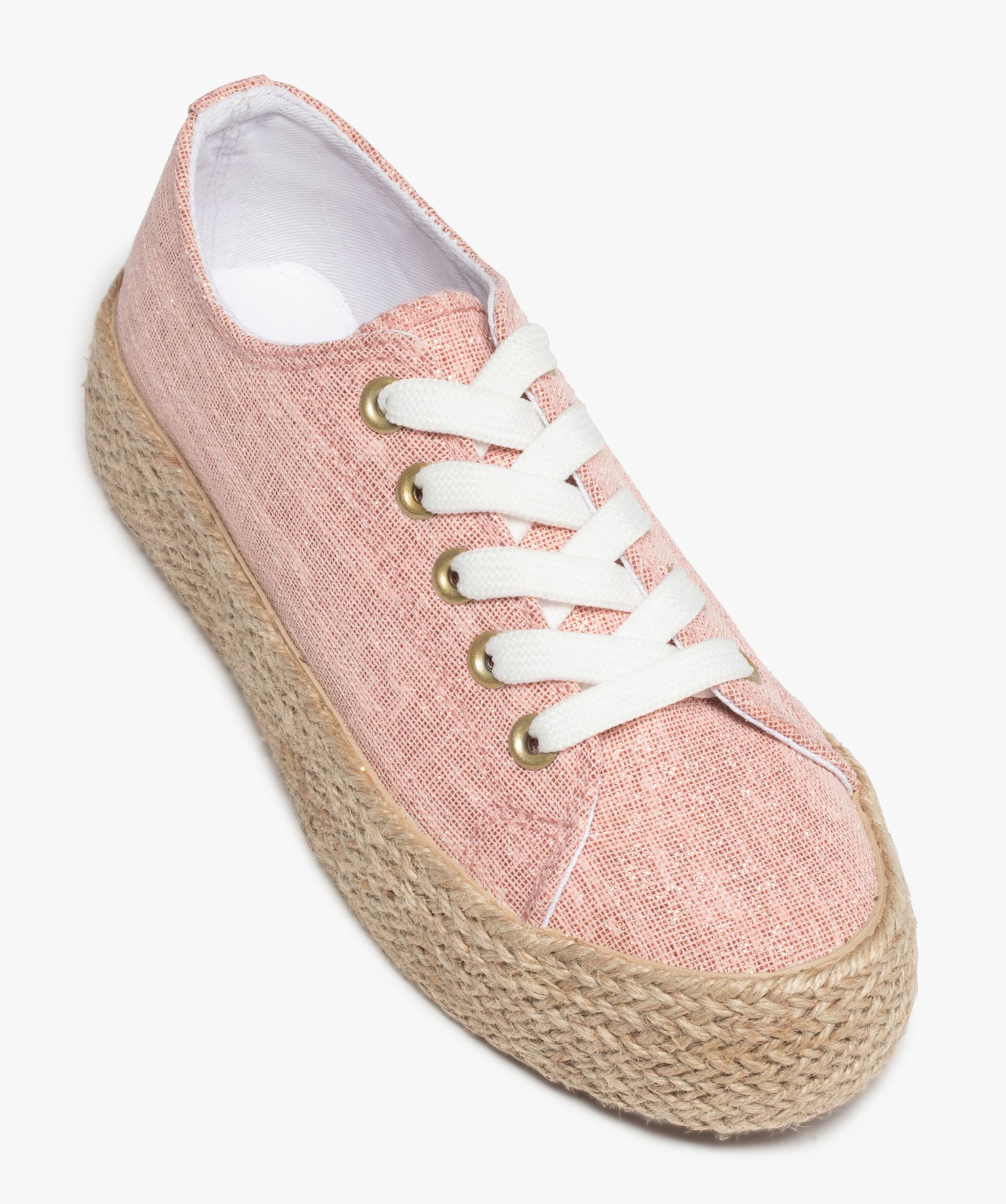 Tennis fille en toile à semelle plateforme en cordelette rose | GEMO