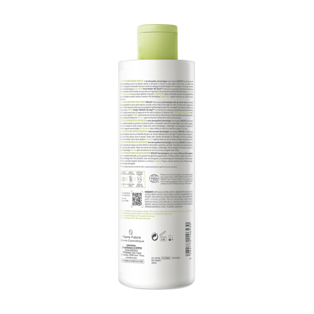 A-Derma Biology - Lait démaquillant dermatologiq ue hydra nettoyant BIO Nettoyant
