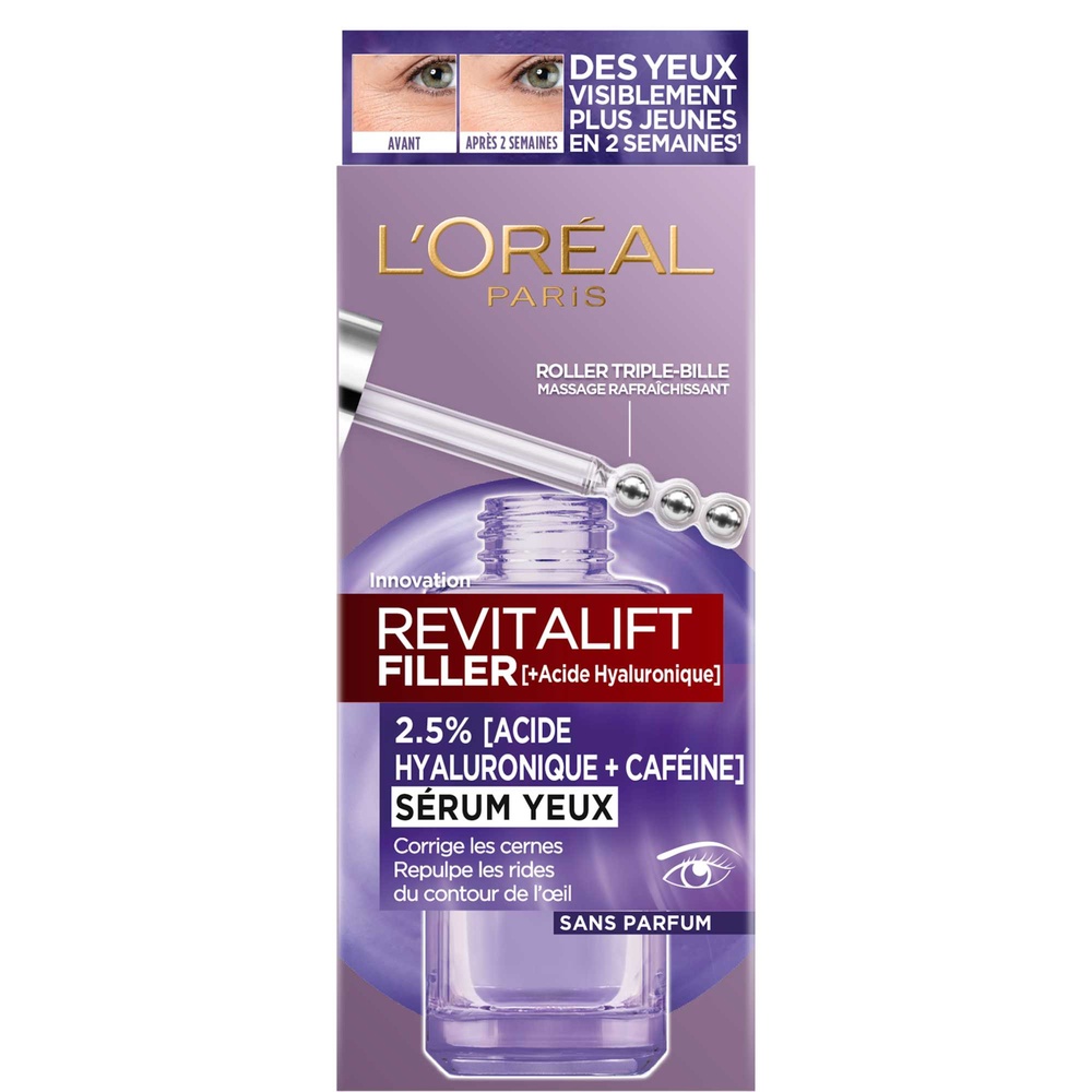 L'Oréal Paris Sérum Yeux Revitalift Filler à l'Acide Hyaluronique et à la Caféine Sérum Yeux Revitalift Filler à l'Acide Hyaluronique et à la Caféine