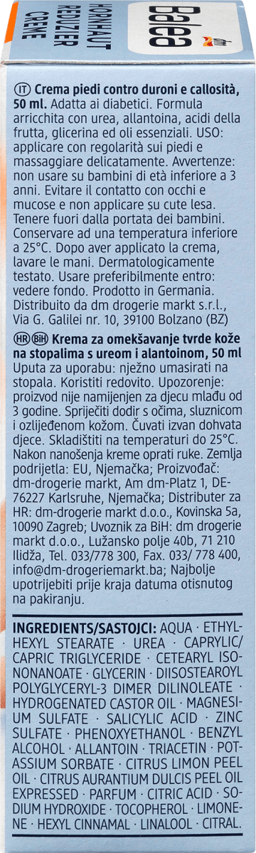 Fußcreme, Hornhaut Reduzier Creme mit Urea & Allantoin, 50 ml