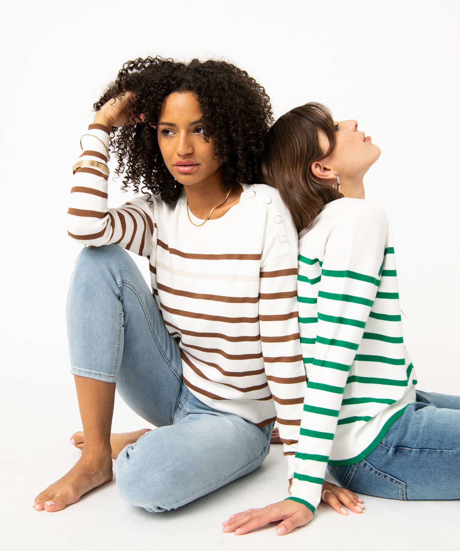 Pull rayé en maille fine avec col rond femme raye | GEMO