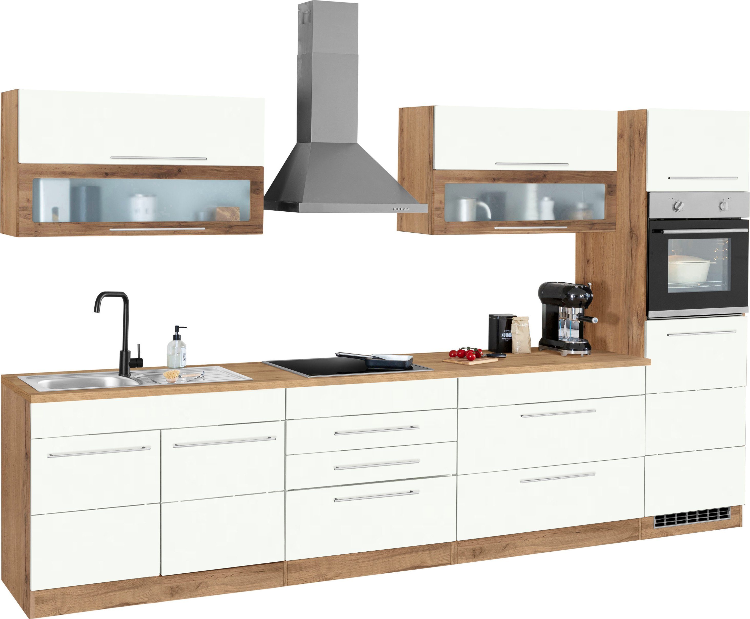 HELD MÖBEL Küchenzeile Wien, Breite 340 cm, wahlweise mit E-Geräten und Induktion