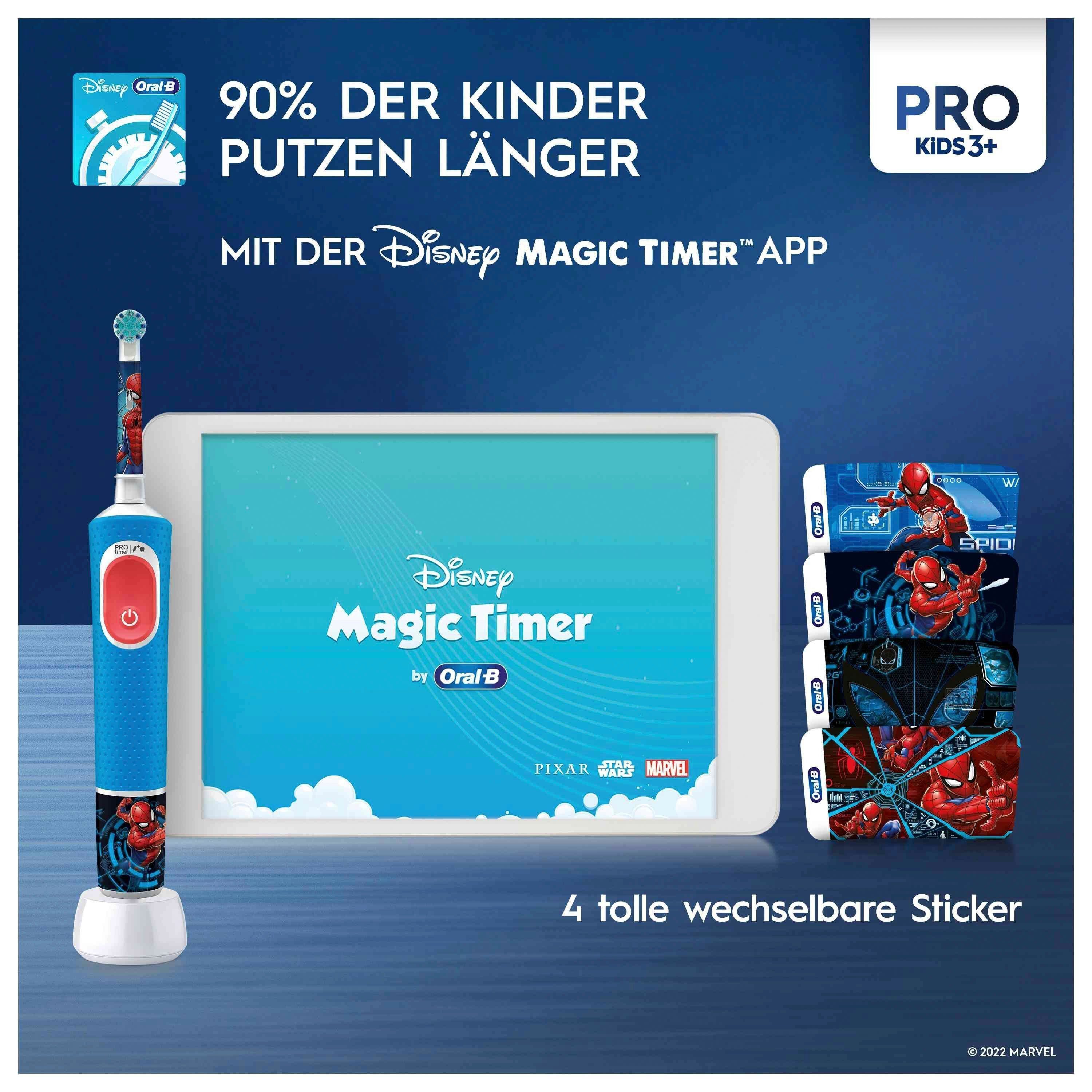 Oral-B Elektrische Zahnbürste Pro Kids Spiderman, Aufsteckbürsten: 1 St., für Kinder ab 3 Jahren