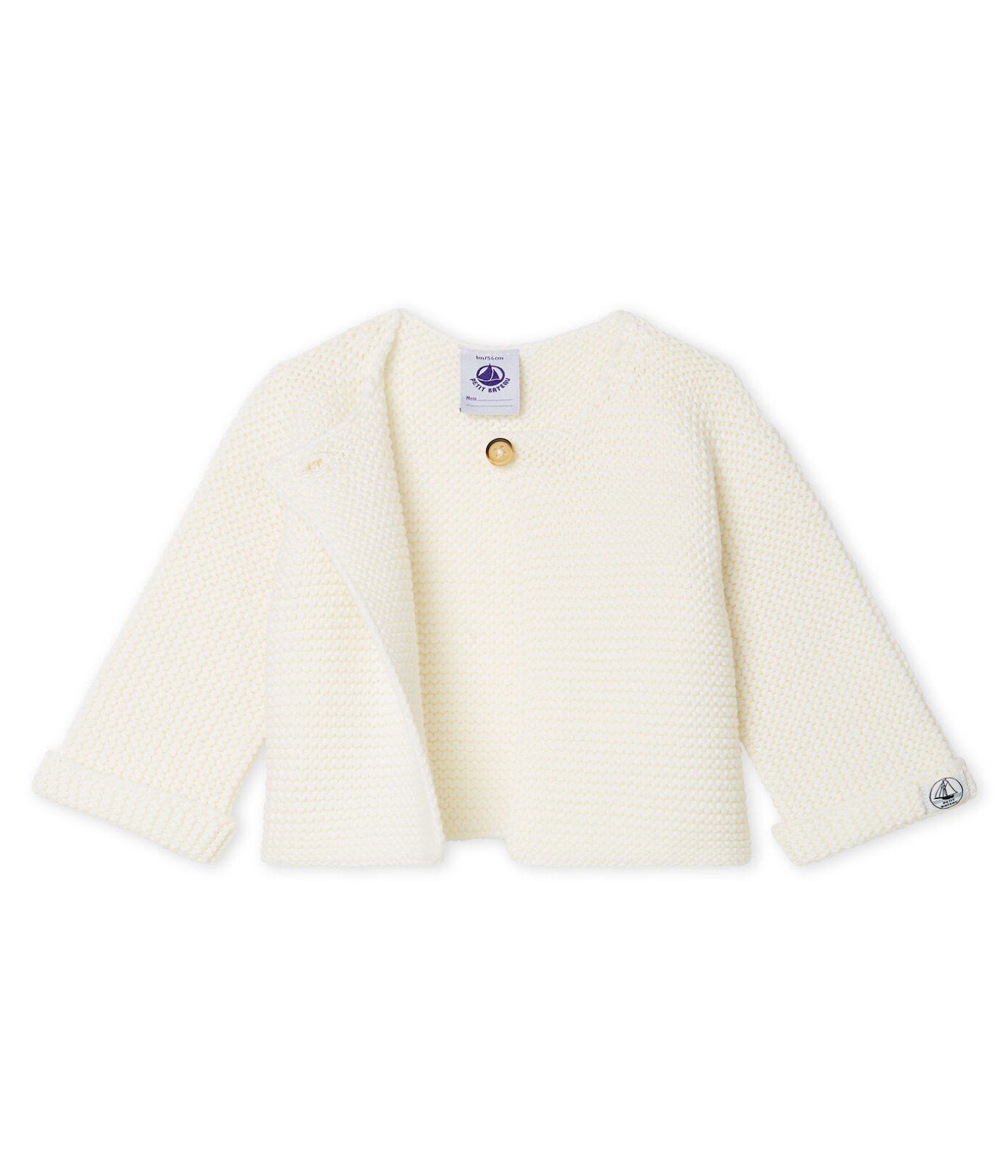 Petit Bateau Strickjacke Petit Bateau Baby Strickjacke cardigan weiß creme Krausstrick