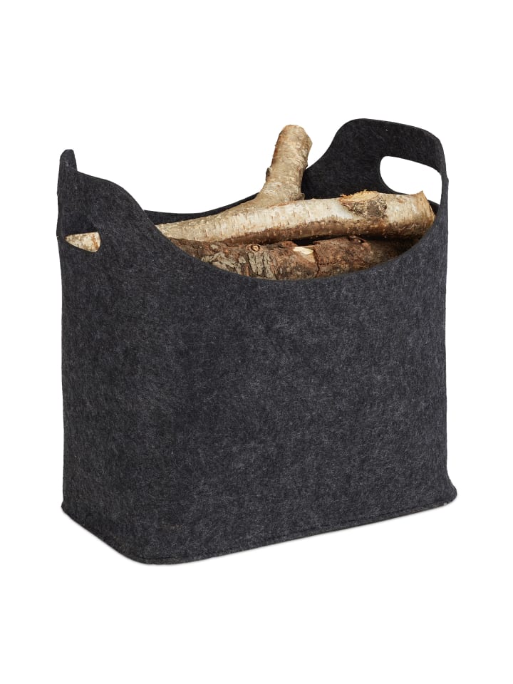 relaxdays Kaminholztasche in Anthrazit - (B)40 x (H)39,5 x (T)23 cm günstig kaufen onesize