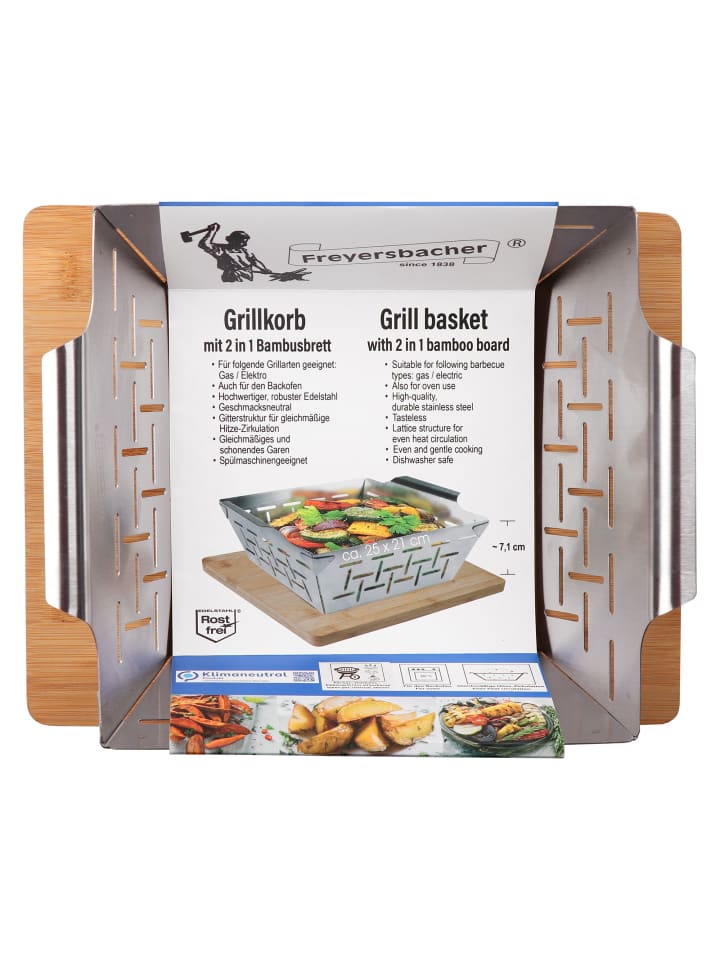 Stoneline Grillkorb mit Brett | Edelstahl in Edelstahl günstig kaufen 2,2 L