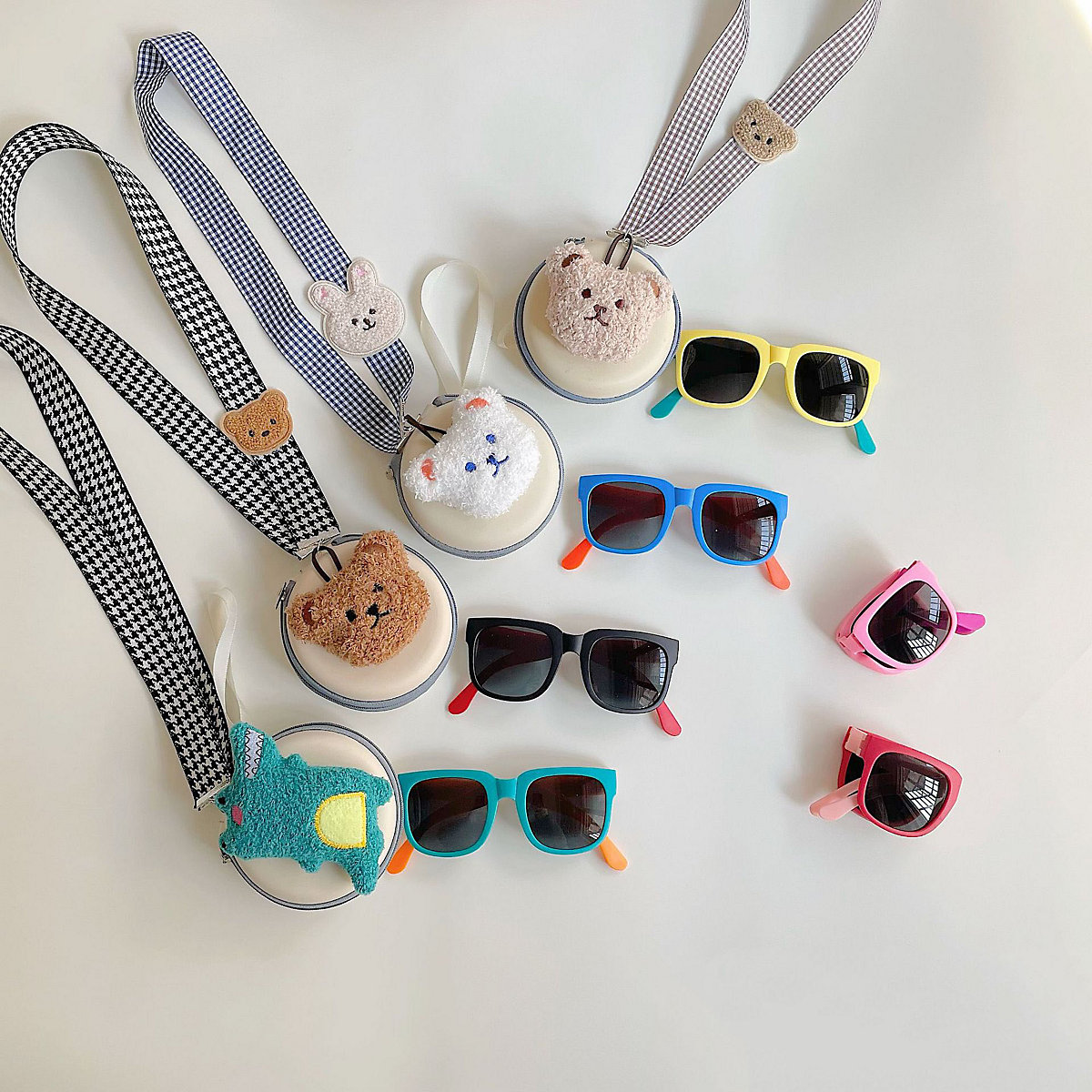 Faltbare Sonnenbrille für Kinder Sonnenschutz Kinder Sonnenschutz Sonnenbrille tragbar hängenden Hals mit Etui Set