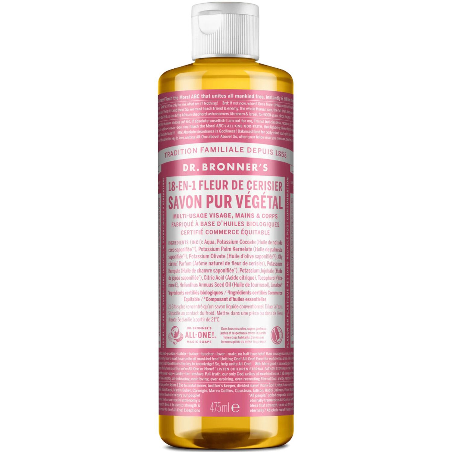 Dr Bronners Savon liquide Fleur de cerisier Un savon de Castille liquide naturel 18-en-1