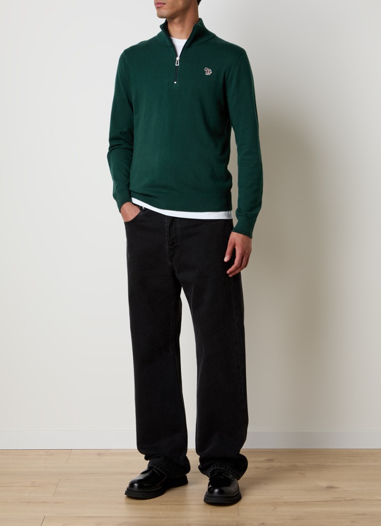 PS Paul Smith Fine-knit sweater in wool blend with half zip