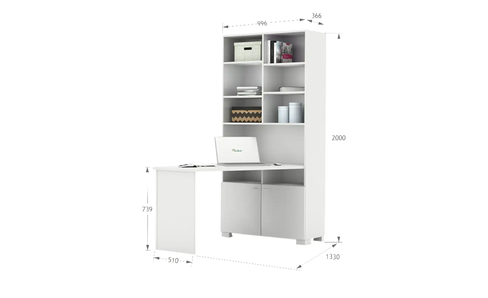 Schreibtischregal Uni White