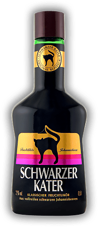 Schwarzer Kater Fruchtlikör Schwarzer Kater Fruchtlikör Fruchtiger Likör aus vollreifen schwarzen Johannisbeeren. Ein echter Klassiker. 0,5	 Liter - Vol 22%