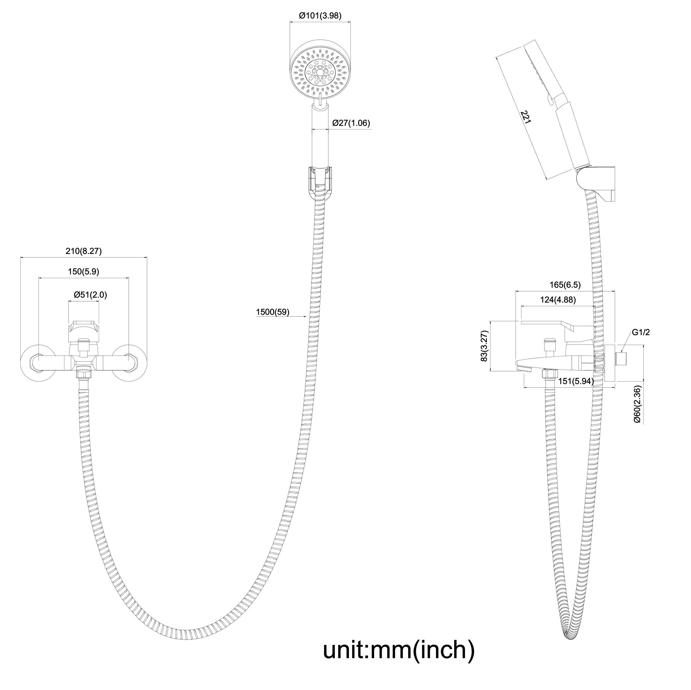 Auralum Brausegarnitur Badewannenarmatur Duscheset Wasserhahn Mischbatterie Handbrause Chrom