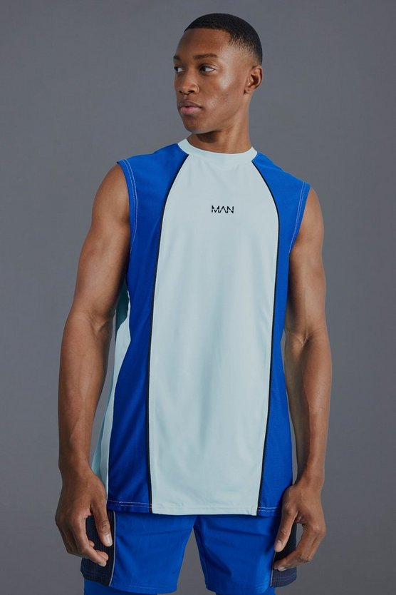 Man Active Muscle-Fit Colorblock Tanktop