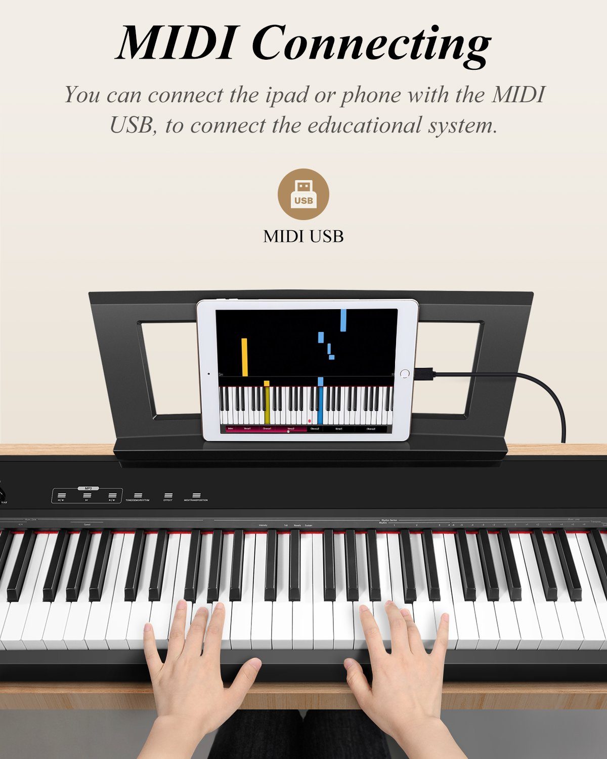 Eastar Keyboard E-Piano 88 Schlüssel in voller Größe Home Digital Piano EP-120, (Sustain-Pedal, Gebrauchsanweisung, Plastik), ideal fur Piano-Einsteiger,gewichtete Tasten,Ständer
