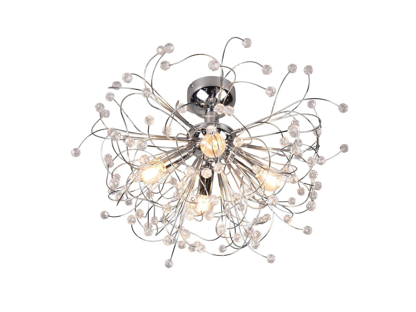meineWunschleuchte LED Deckenleuchte, LED wechselbar, Warmweiß, ausgefallene Designer Kristall-lampe Treppenhaus Galerie Silber, Ø55cm