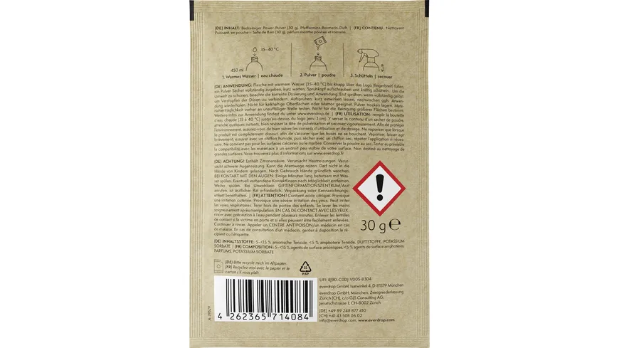 everdrop Badreiniger Power-Pulver Nachfüllsachet 30 g