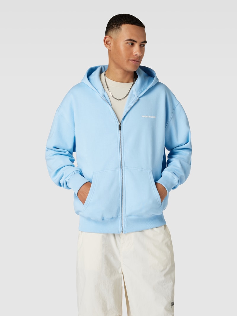 Oversized Sweatjacke mit Label-Print Modell 'Colne' in hellblau