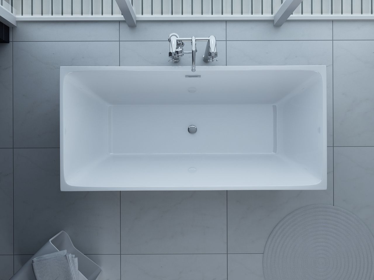 PureHaven freistehende Luxus Acryl-Badewanne 170x80 cm elegant inkl. Siphon Überlaufschutz leicht zu pflegende Oberfläche extra starker Rahmen Weiß