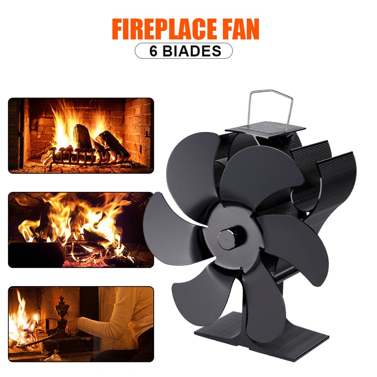 meeteu Kaminventilator 6 Flügel Stromloser Kaminofen Ventilator Stove Fan, Ofenventilator Kaminofen Gebläse Lüfter Holzofen