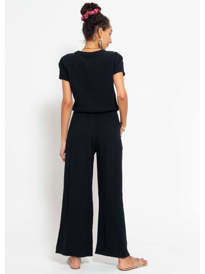 SASSYCLASSY Casual Musselin Jumpsuit in Schwarz günstig kaufen M
