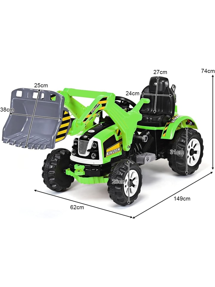 COSTWAY 12V Elektro Sitzbagger in Grün günstig kaufen 150 x 60 cm