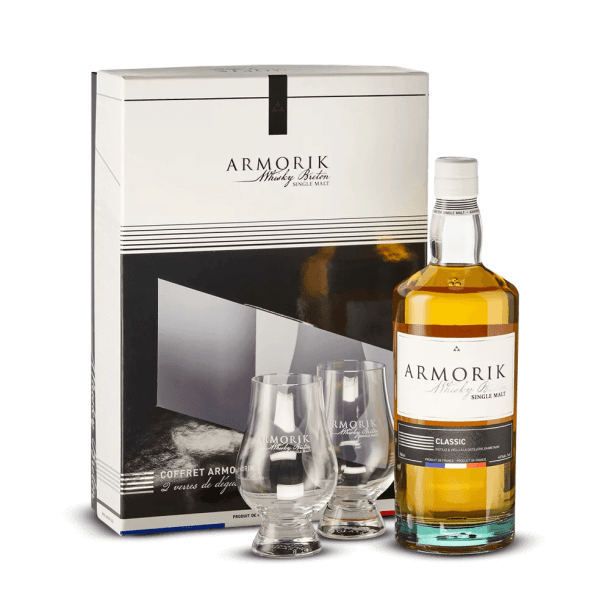 Coffret Armorik Classic Bio + 2 Verres 46%