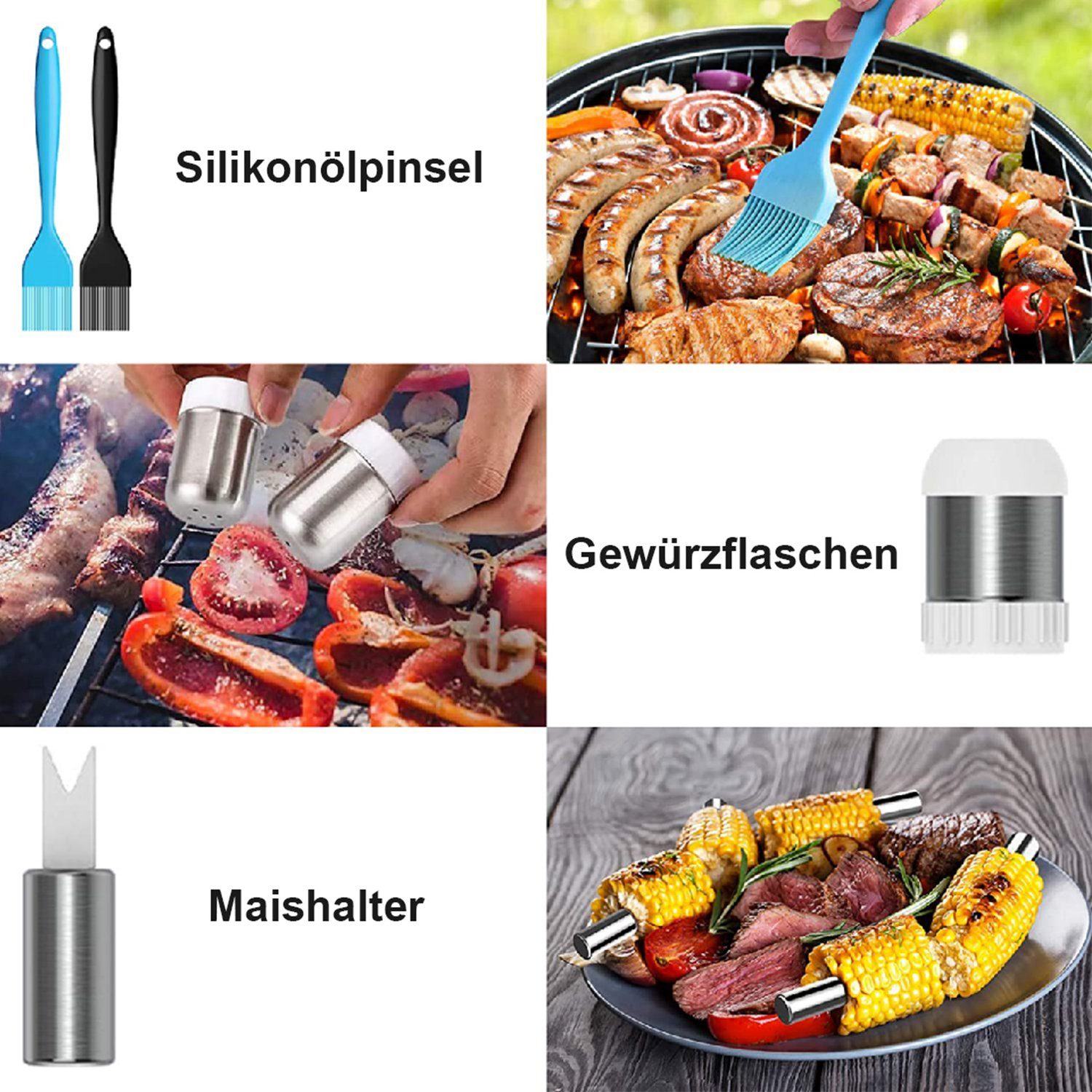 Kpaloft Grillbesteck-Set, (Set, 25 tlg), BBQ Tool Edelstahl Grillkoffer&Matte