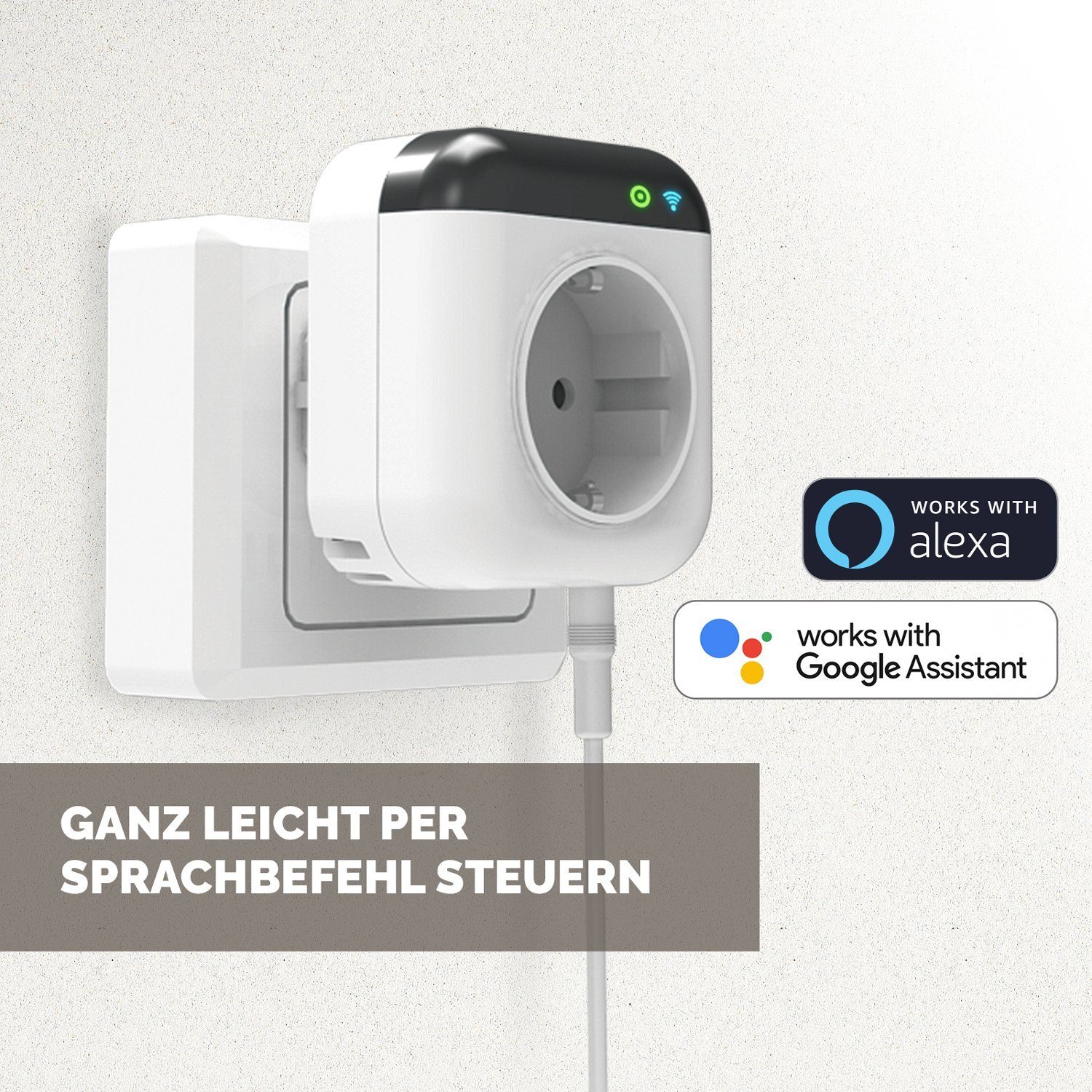 XCOAST Steckdosen-Thermostat Smartes WiFi Energiesparthermostat, Schukostecker Thermostat, max. 3450,00 W, Kein Hub nötig, Steuerung über Smart Life App, 1-St., Temperatursensor, Programmierbar, Alexa Sprachsteuerung, Fernbedienung, Zieltemperatur, Z