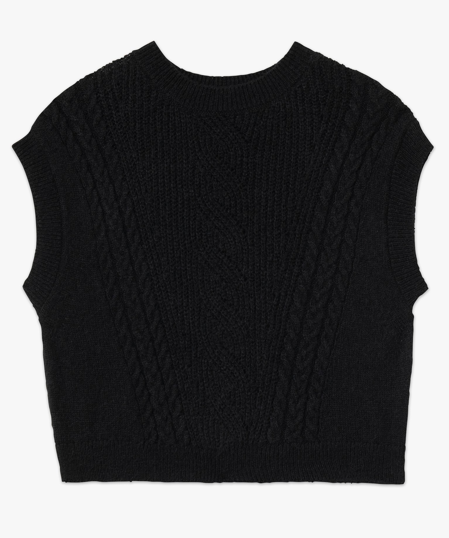 Pull sans manches en maille torsadée femme noir | GEMO