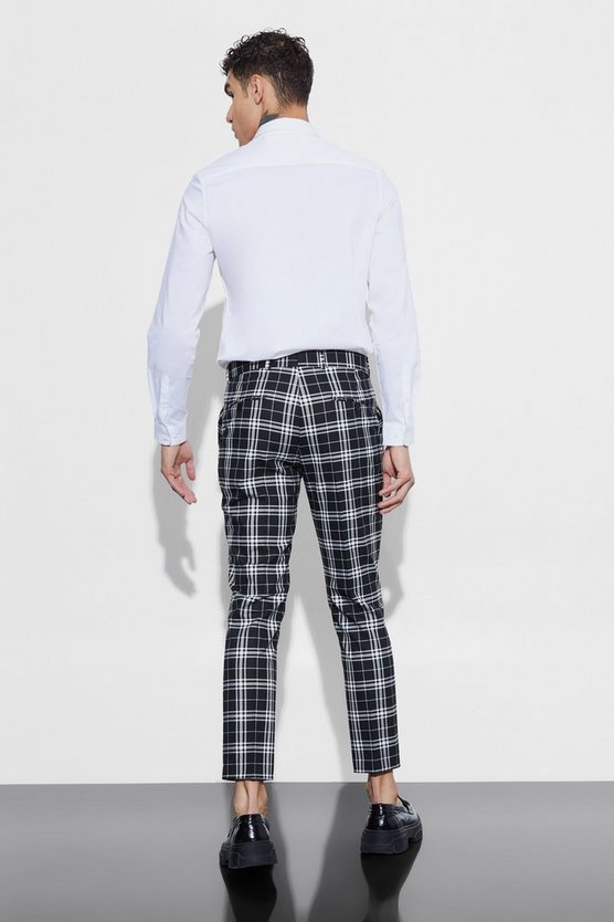 Monochrome Tartan Hose in Skinny-Fit