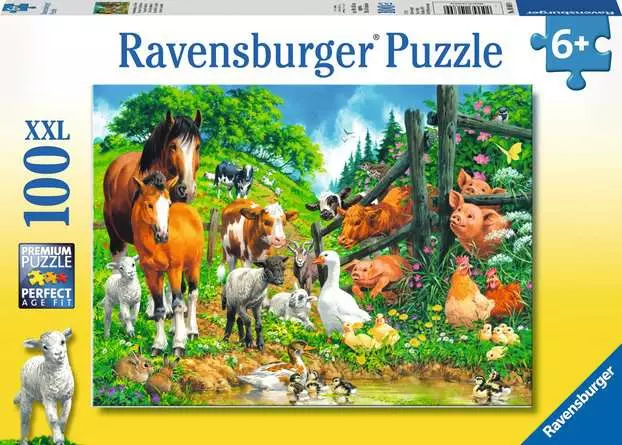Kinderpuzzle ab 6 Jahren - Versammlung der Tiere - 100 Teile
