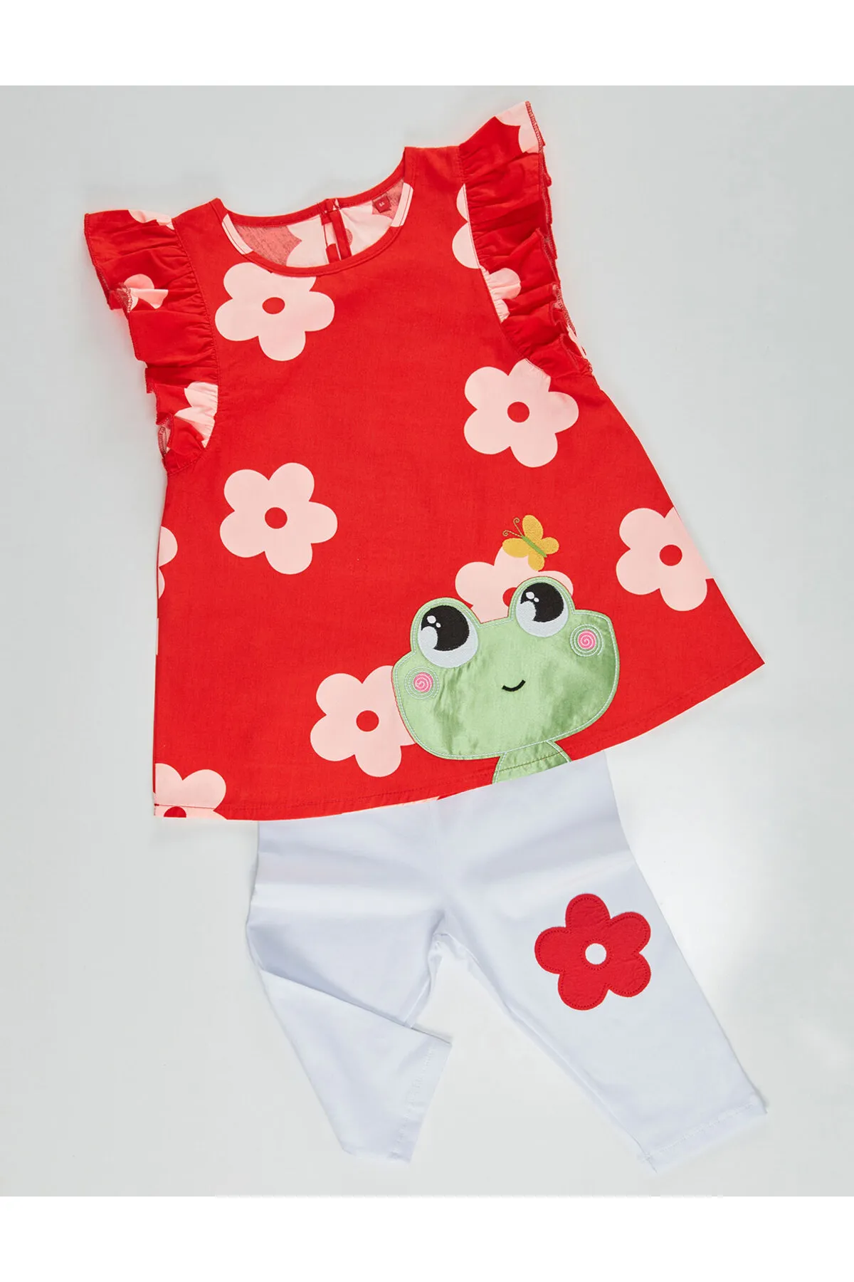 Denokids  Frosch-Tunika-Strumpfhosen-Set für Mädchen in Rot und Weiß