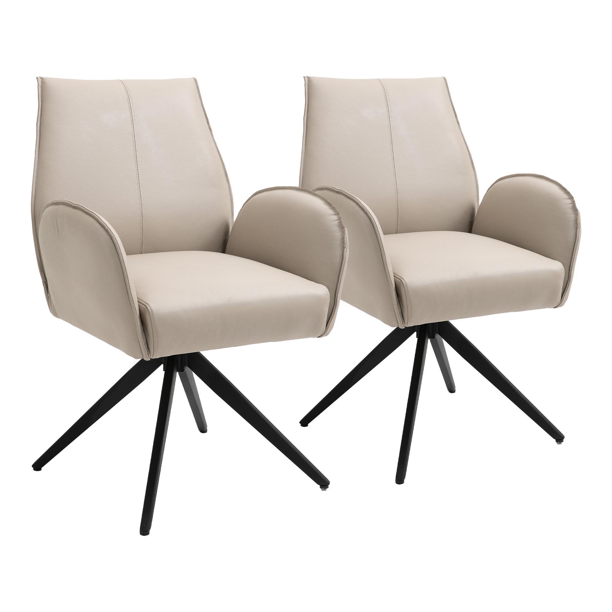 GMD Living Drehstuhl MIMA (2er Set), 2er Set Drehstuhl mit Echtlederbezug