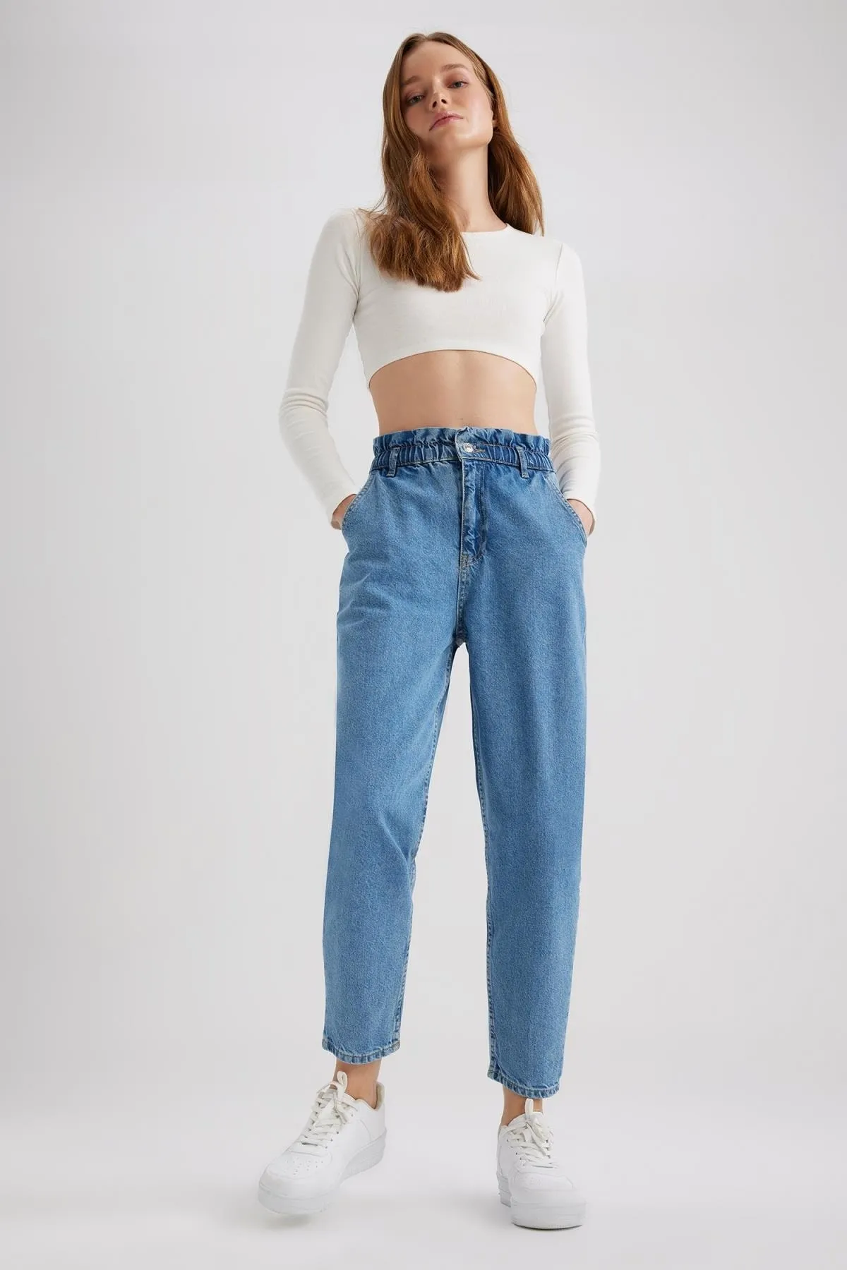 DeFacto  Paperbag-Jeans mit kurzem Bein und Crop-Fit aus 100 % Baumwolle